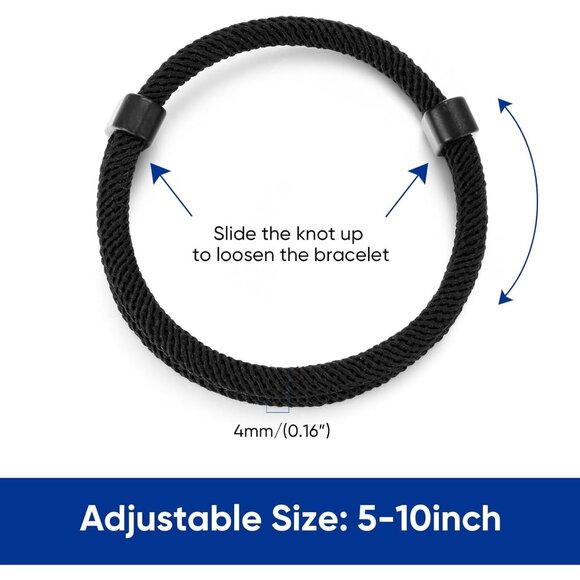 Nautical Braided Rope Bracelets Set - 10 Pcs Adjustable Waterproof Marine Cord G - Picture 5 of 7